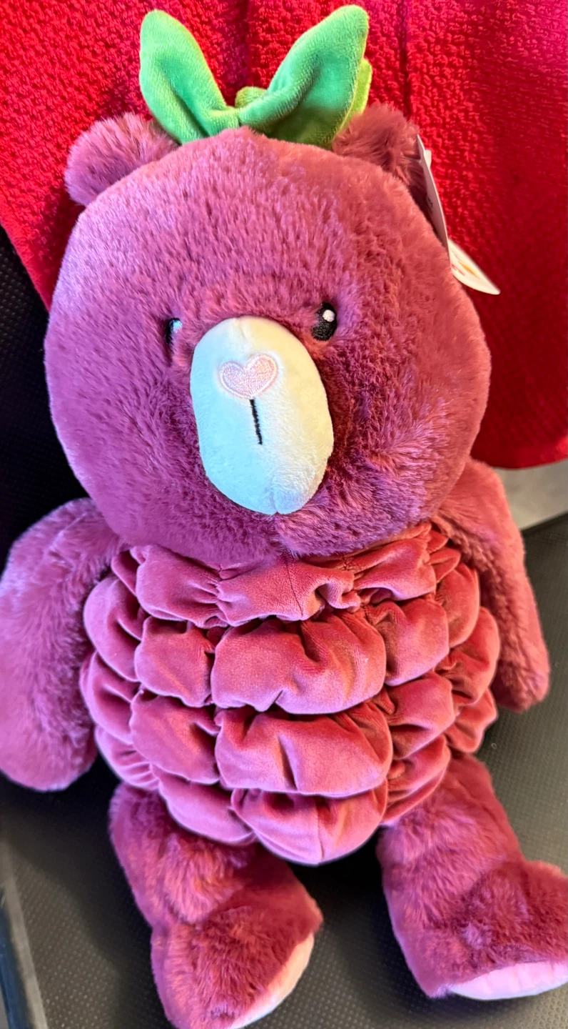 👶Cute Pink Berry Plush Teddy Bear with Ruffle Belly👶