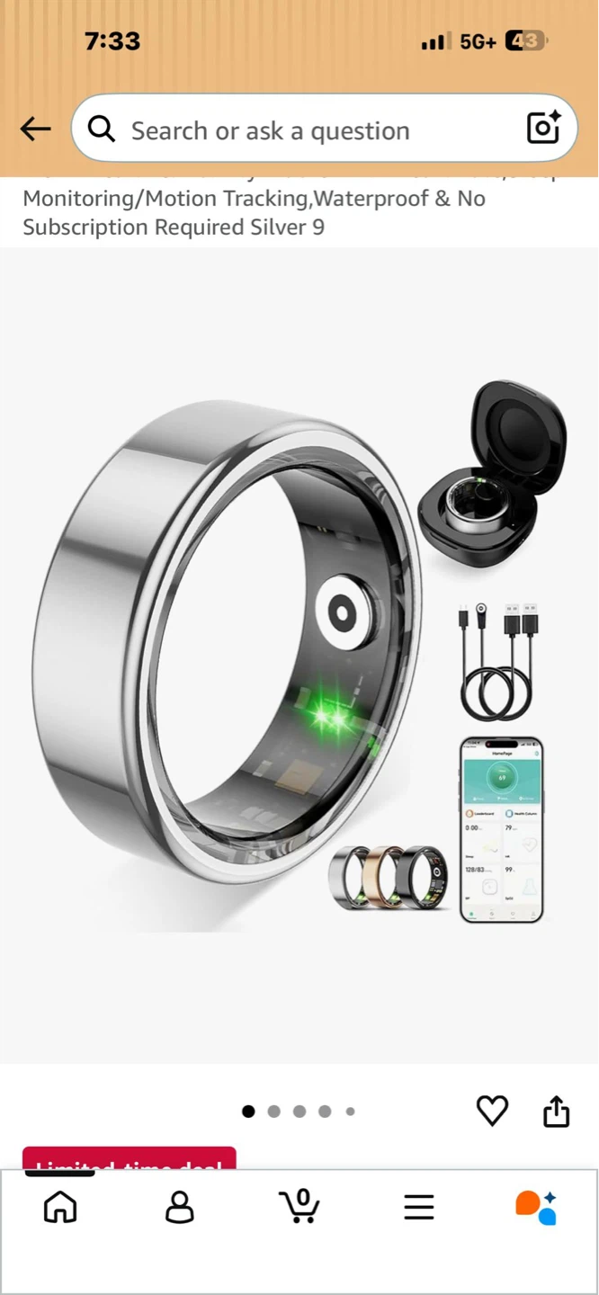 Smart Ring - Silver, Inner Diameter 18.1mm Circumference 56.9mm