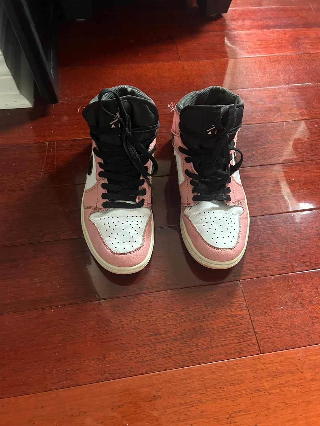 Air Jordan 1 Mid Pink White Black Sneakers - US 8
