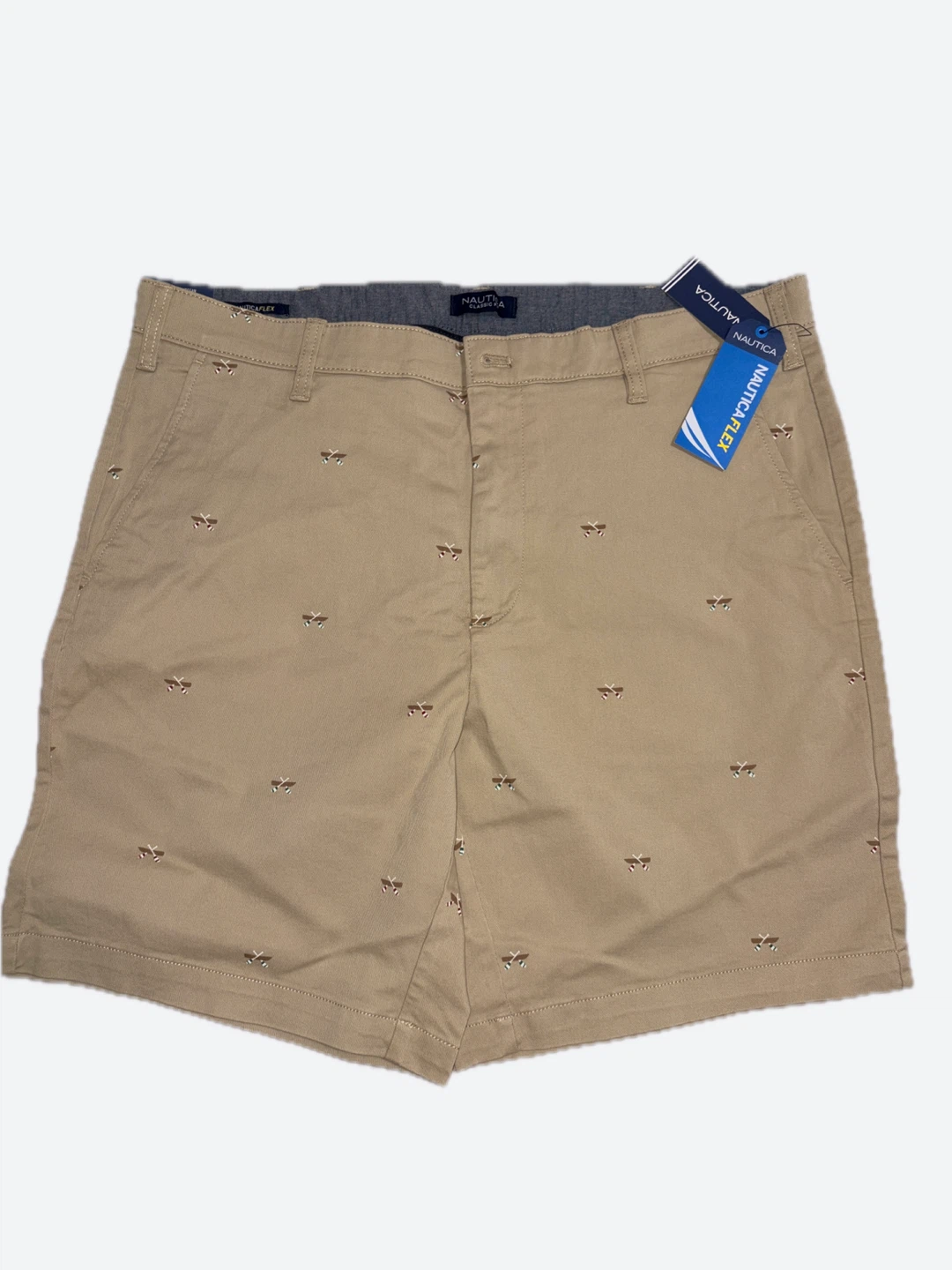 Nautica Classic Fit Flat Front Shorts Tan Size 36