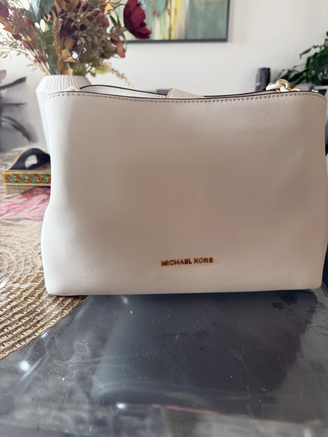 Michael Kors Cream Leather Crossbody Bag