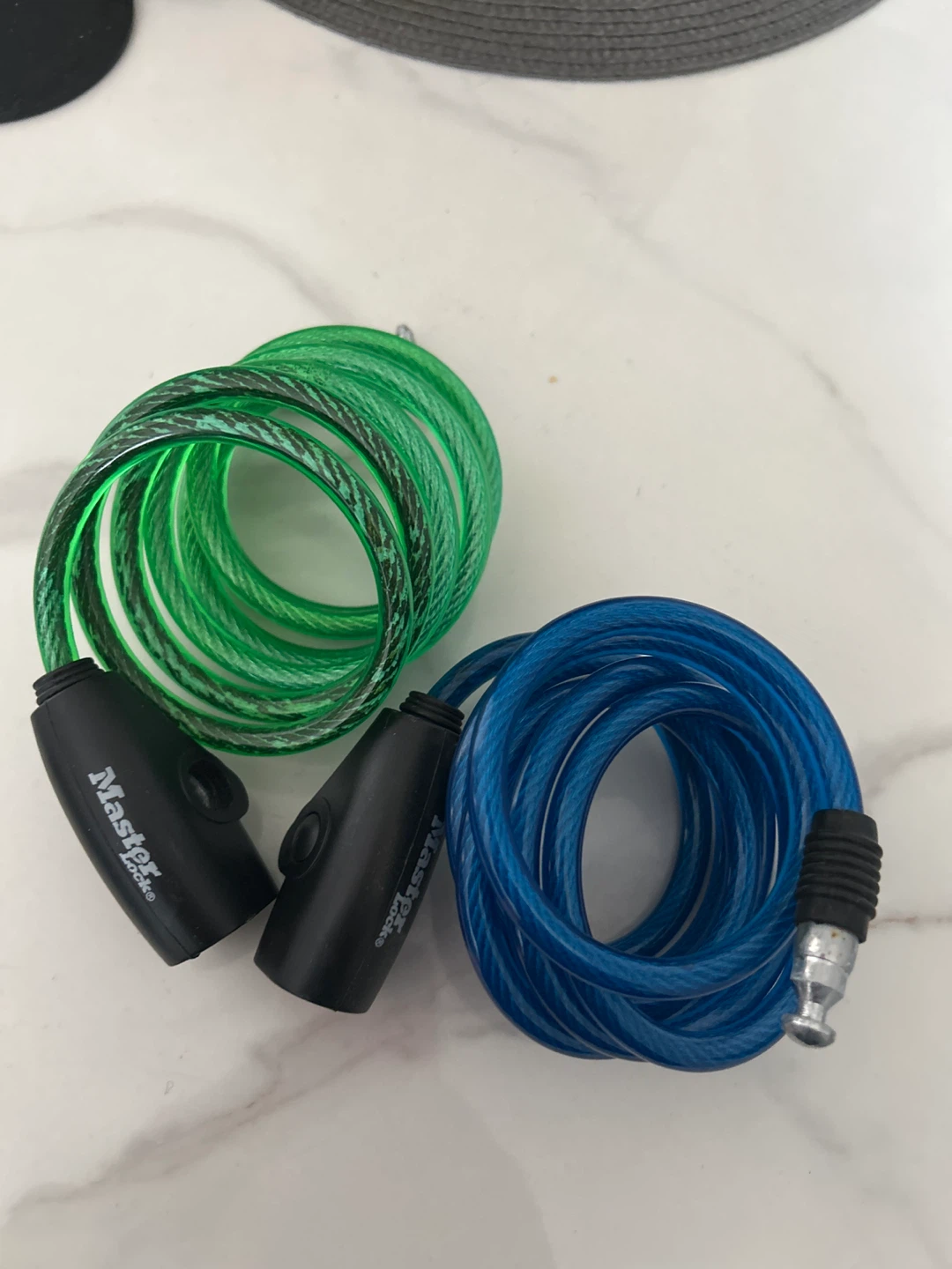 2 Master Lock Cable Locks - Green & Blue