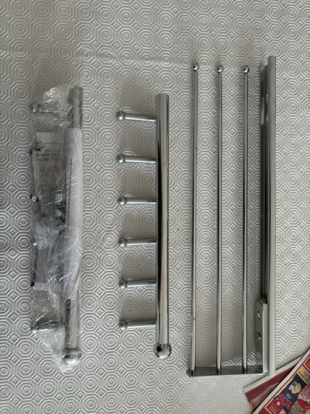 Silver Towel Rack & Tie Holders