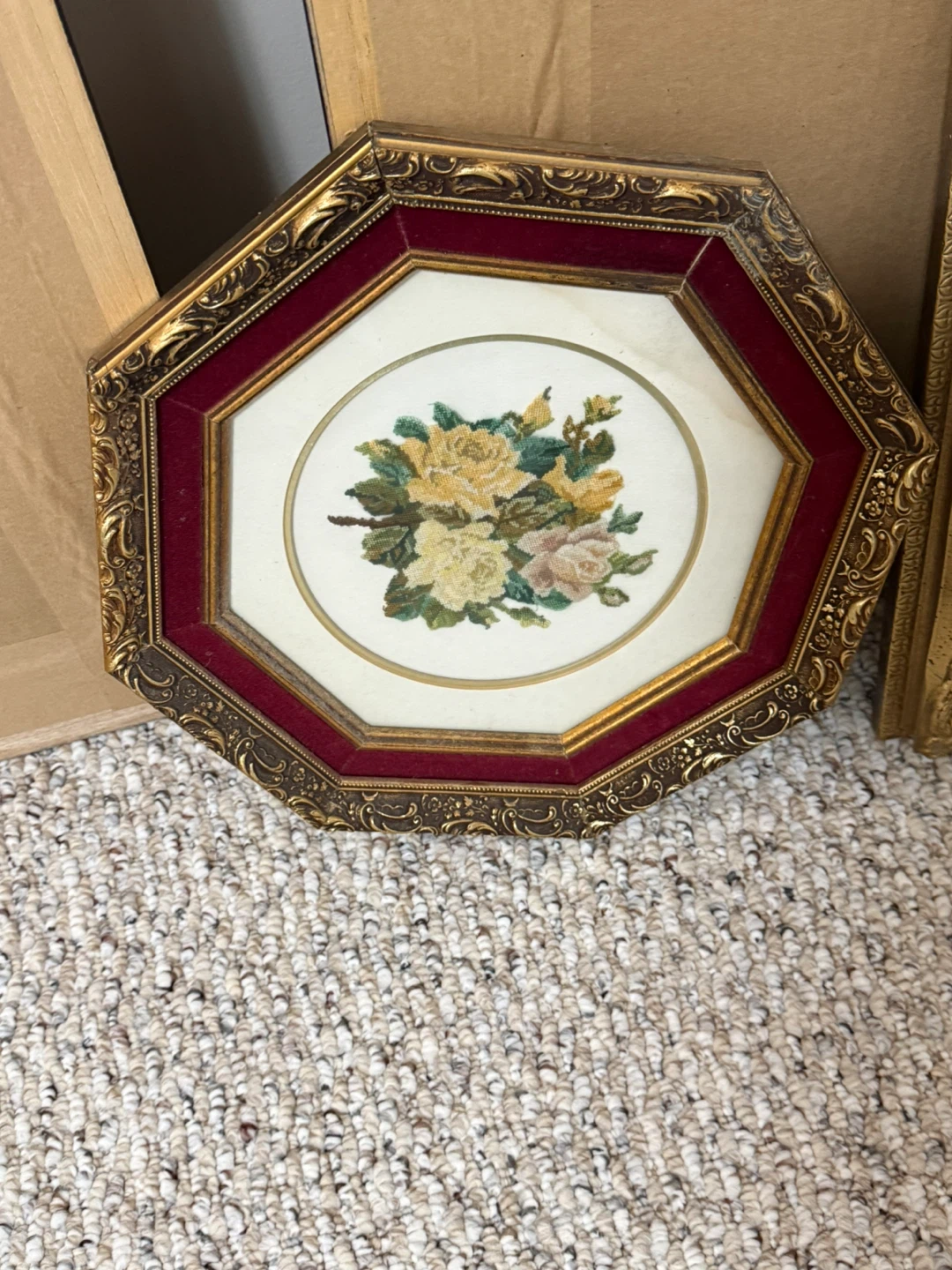 Framed Needlepoint Floral Art