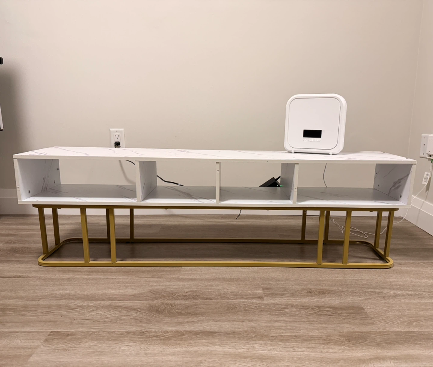 White Marble style console with Gold Legs