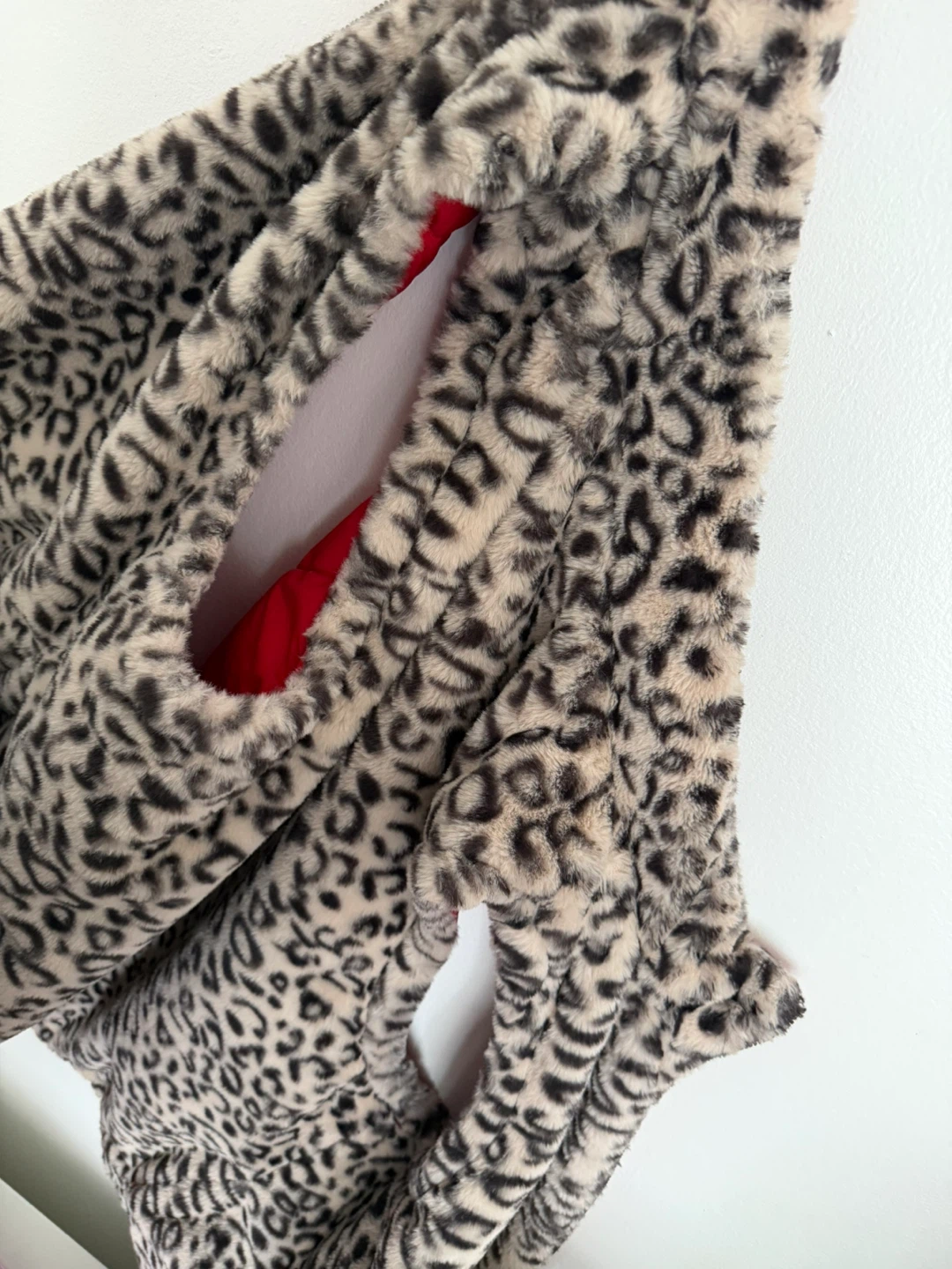 Leopard Print Faux Fur Lining with Red Puffer Vest inside - photo 3