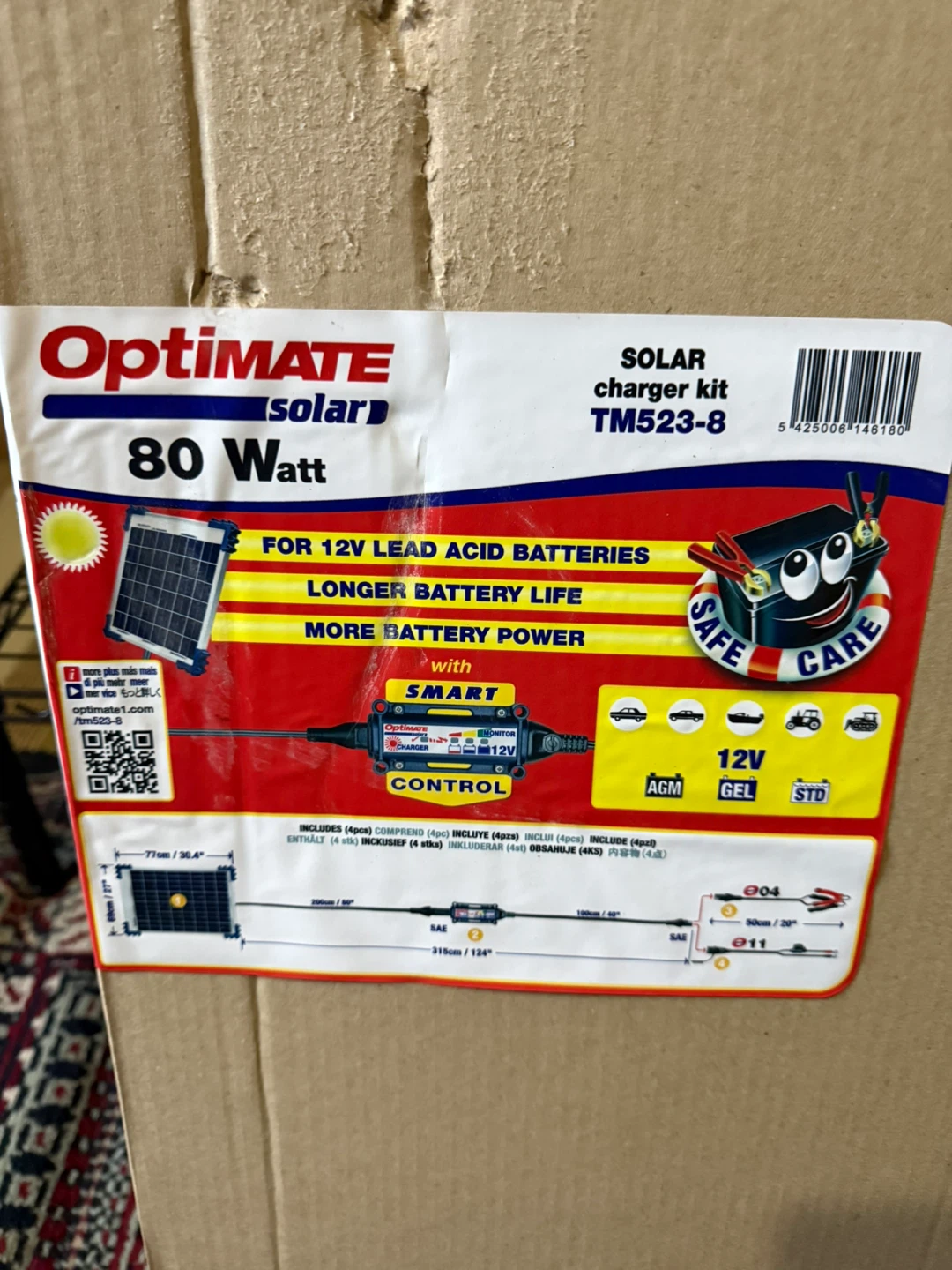 OptiMATE Solar 80 Watt Solar Charger Kit TM523-8