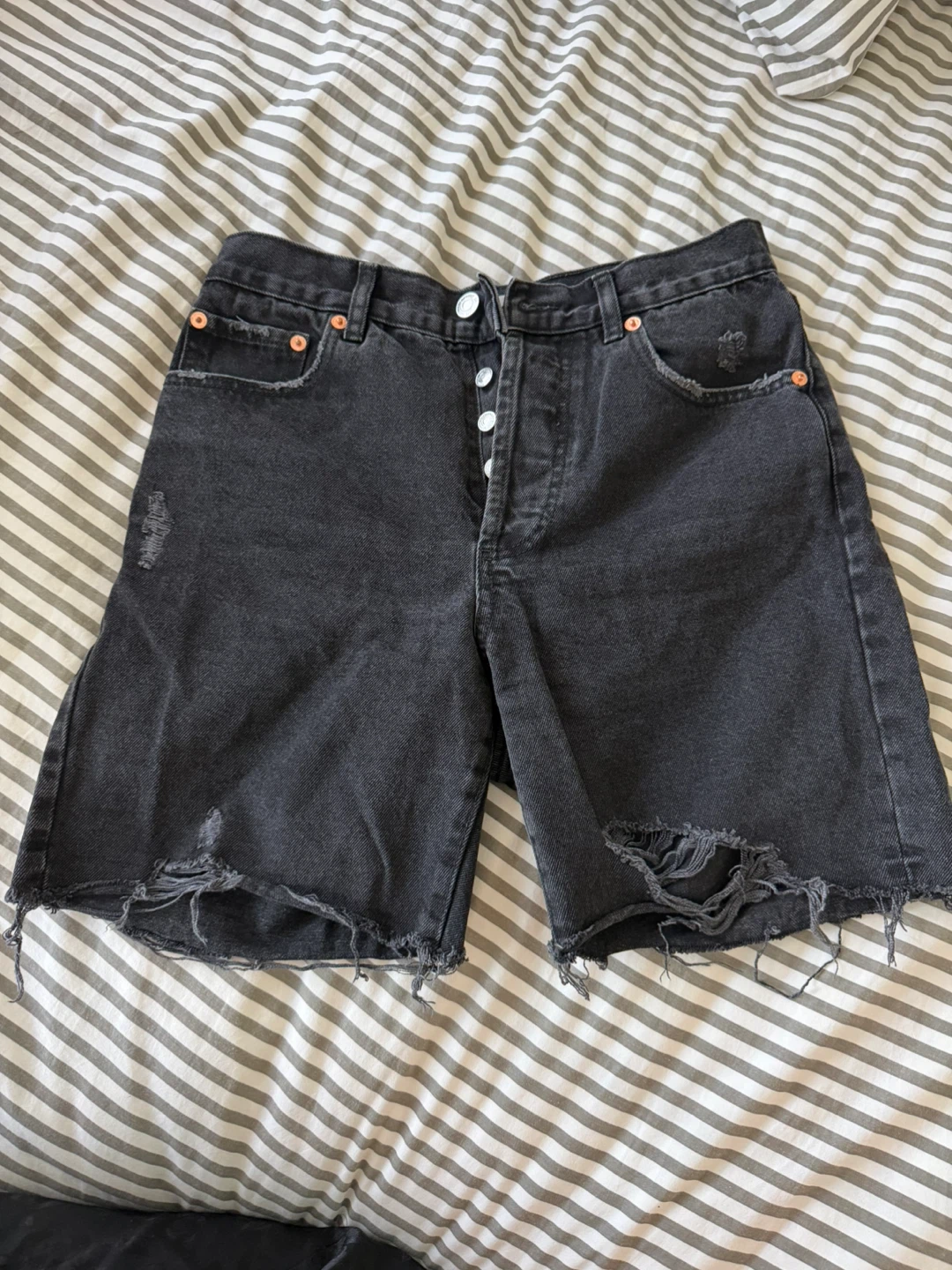 Black Denim Cut-Off Shorts