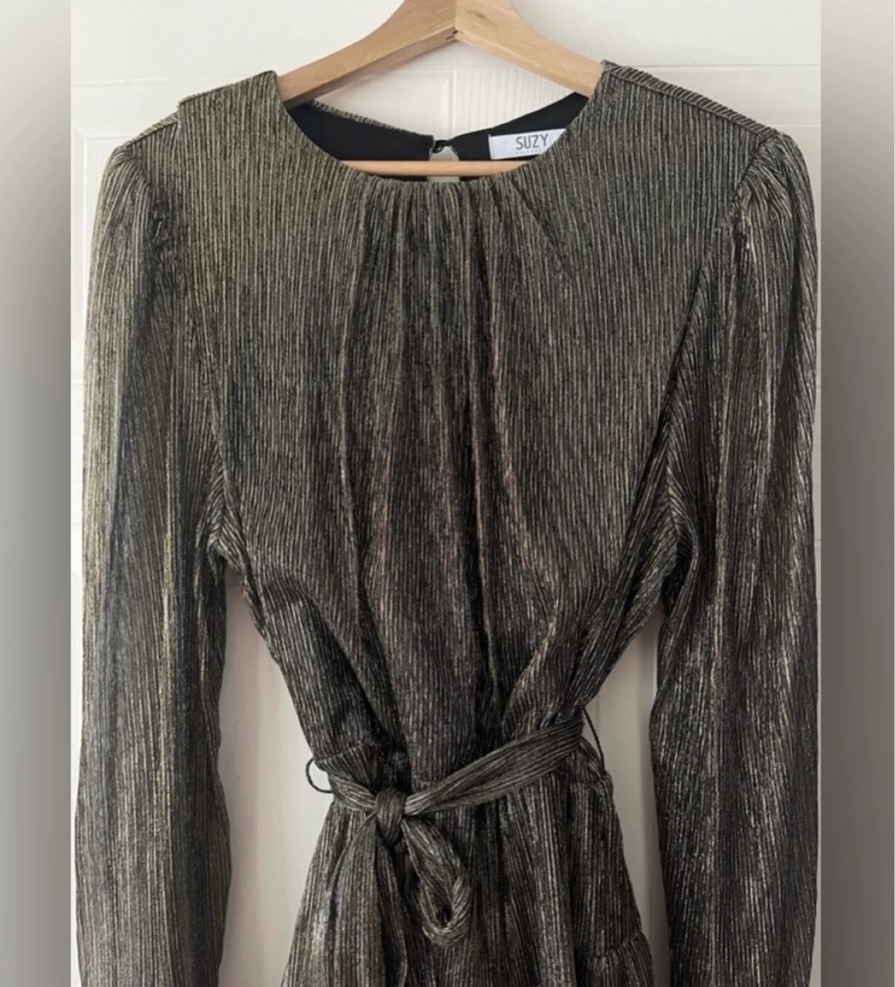 Suzy Shier Metallic Long Sleeve Flowy Party Dress size XL - photo 4