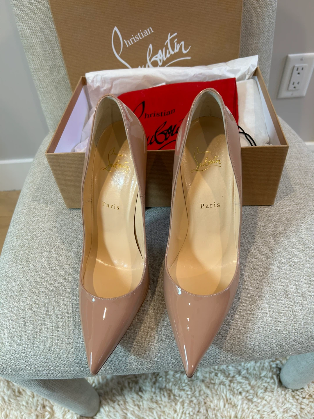 Christian Louboutin Beige Patent Leather Heels