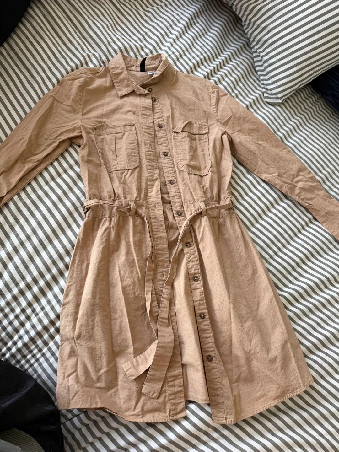 H&M Tan Utility Shirt Dress