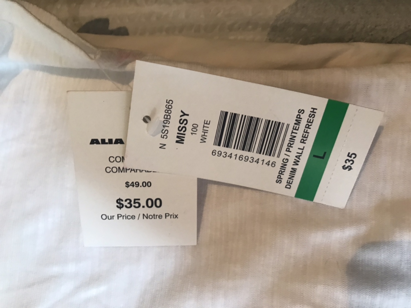 Alia Women's White Embellished V-Neck T-Shirt Size L - photo 3