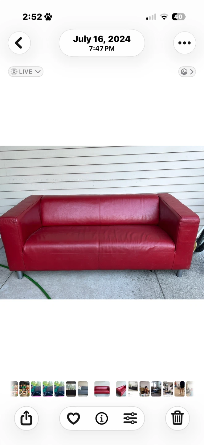 IKEA KLIPPAN Red Leather Couch - photo 2