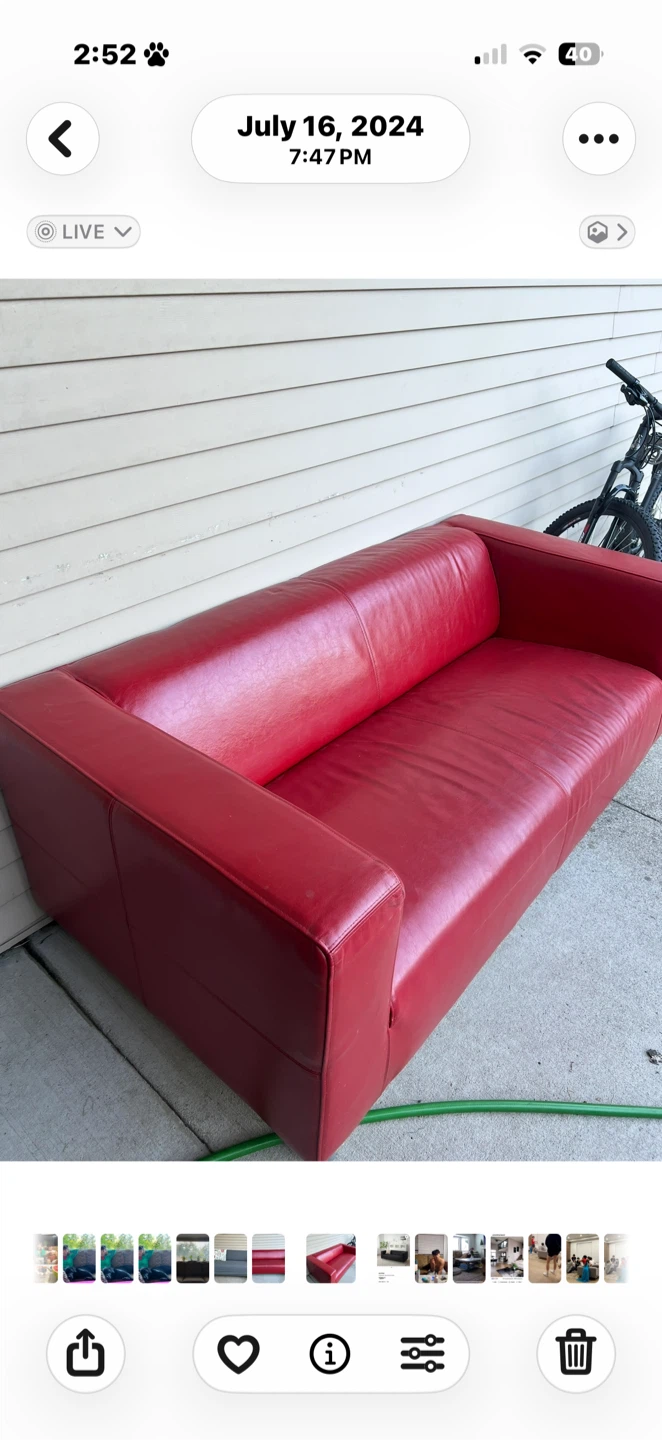IKEA KLIPPAN Red Leather Couch - photo 3