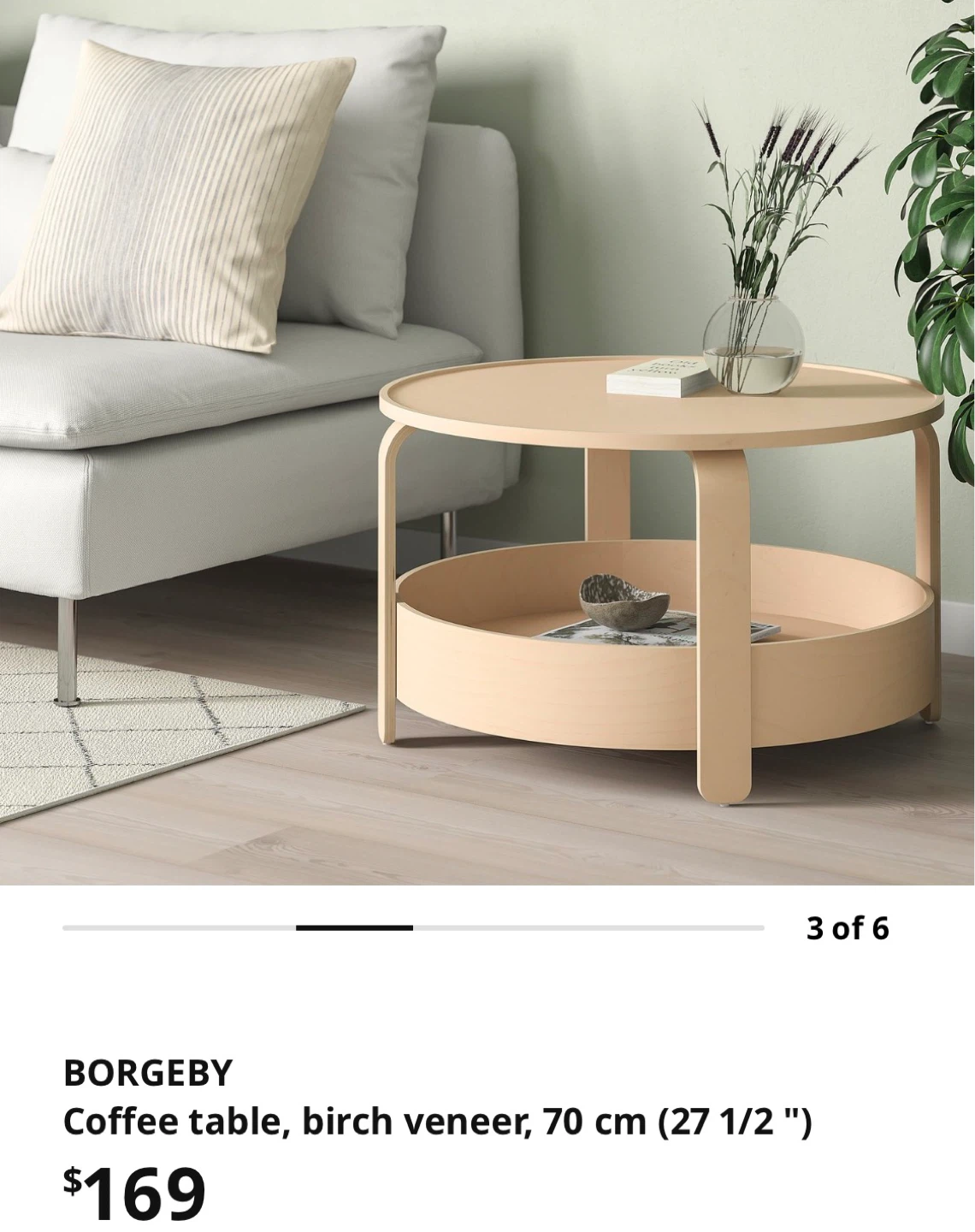 BORGBY Coffee Table - Birch Veneer, 70 cm - photo 2