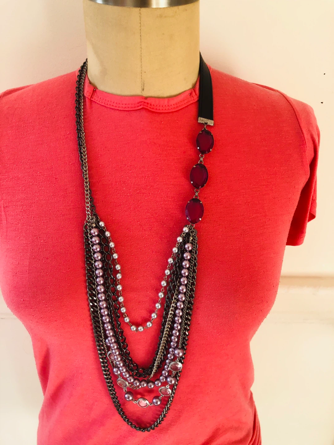 Layered Beaded and Chain Necklace