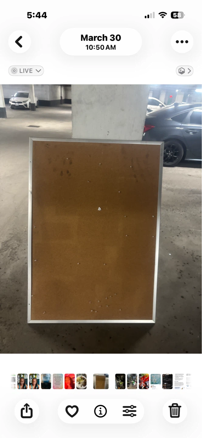 Large bulletin corkboard with aluminum frame