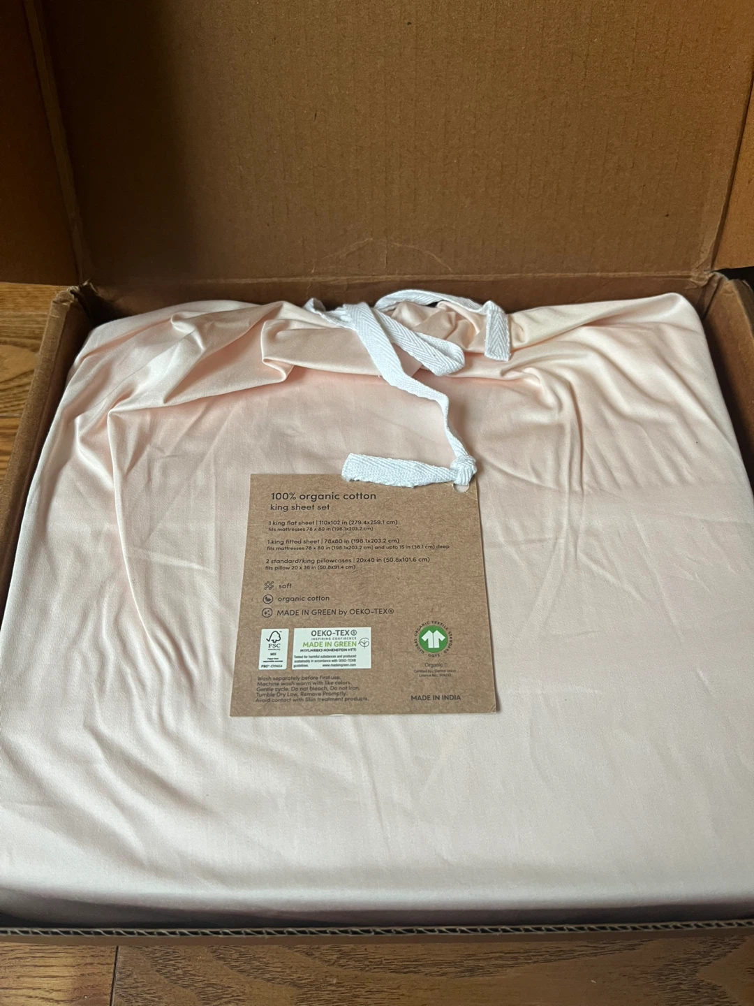 100% Organic Cotton King Size Sheet Set