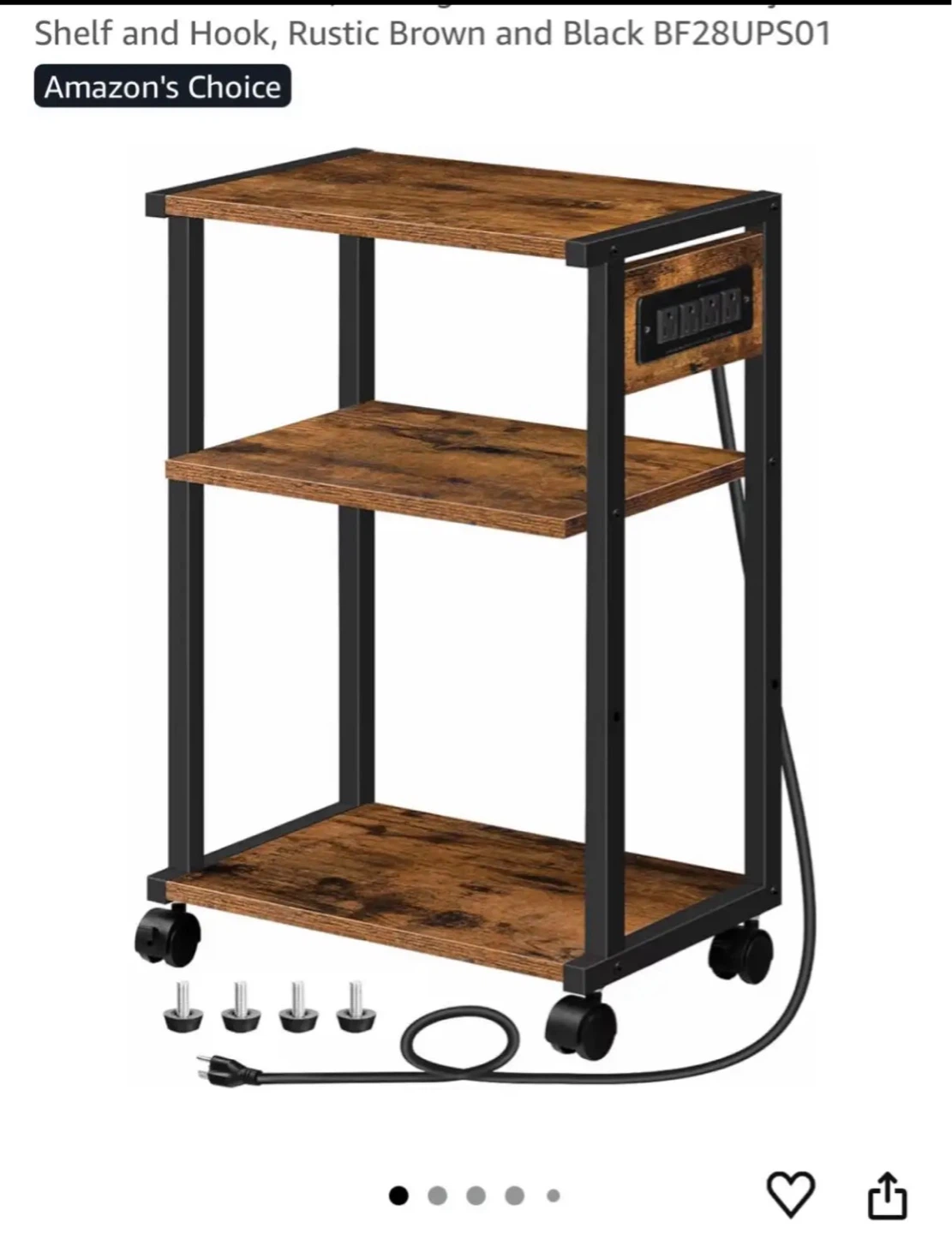 Rolling Printer Stand with Power Outlet