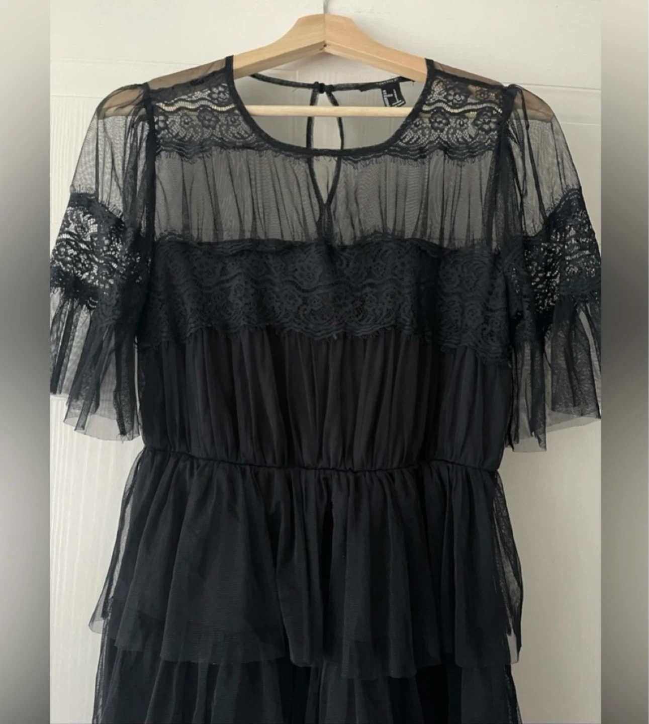 Forever 21 Chiffon Lace Ruffled Mini Shirtdress size M - photo 4