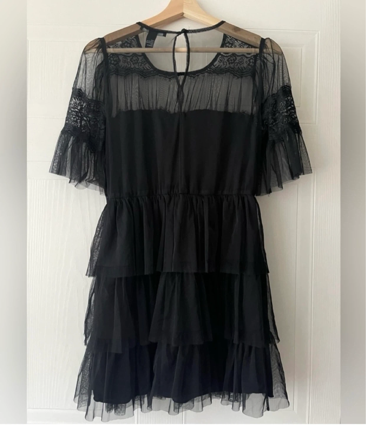 Forever 21 Chiffon Lace Ruffled Mini Shirtdress size M - photo 5