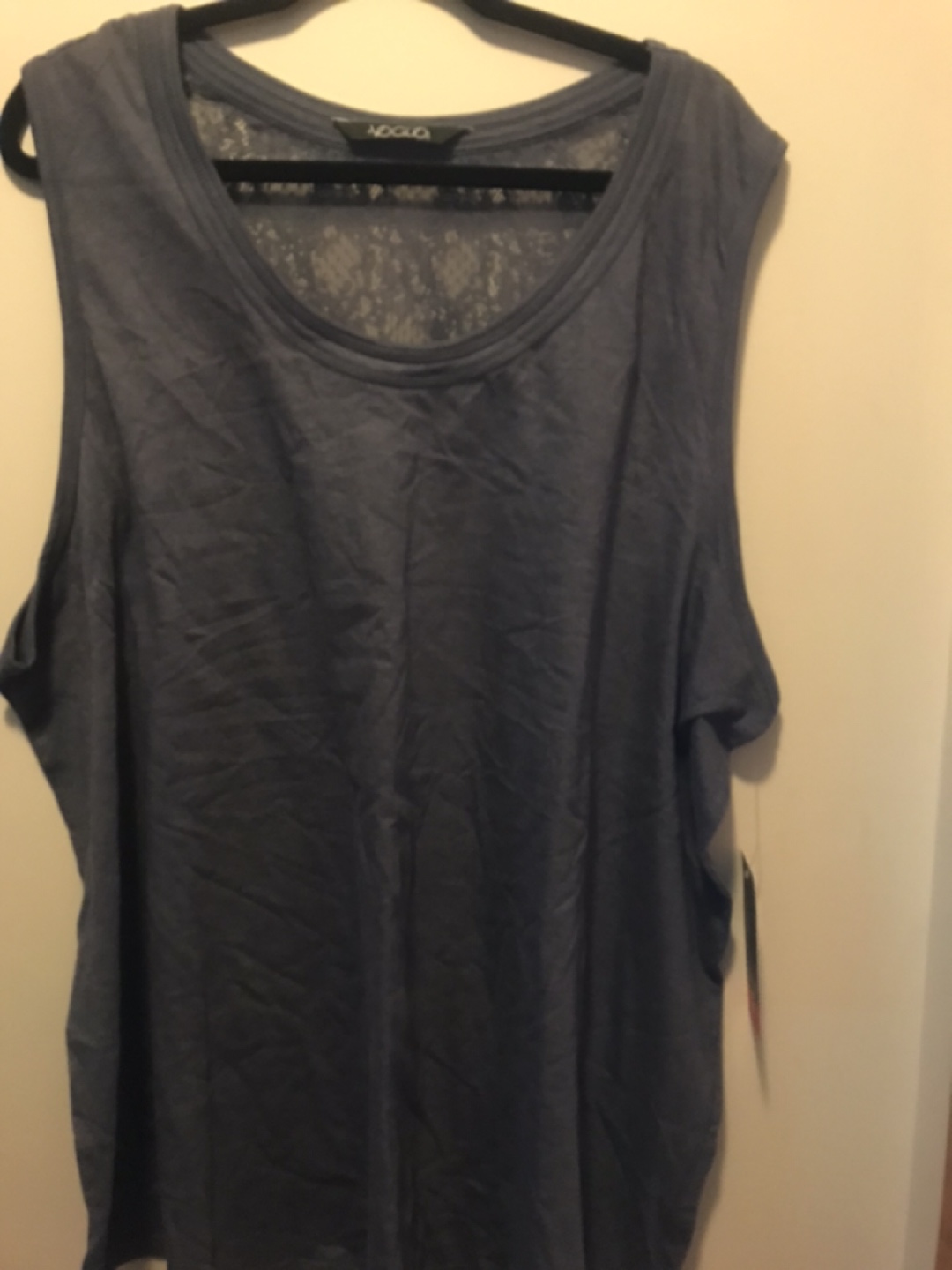 VOGLO Sleep Nuit Women's Plus Size 5X Tank Top - Grey Lace Back