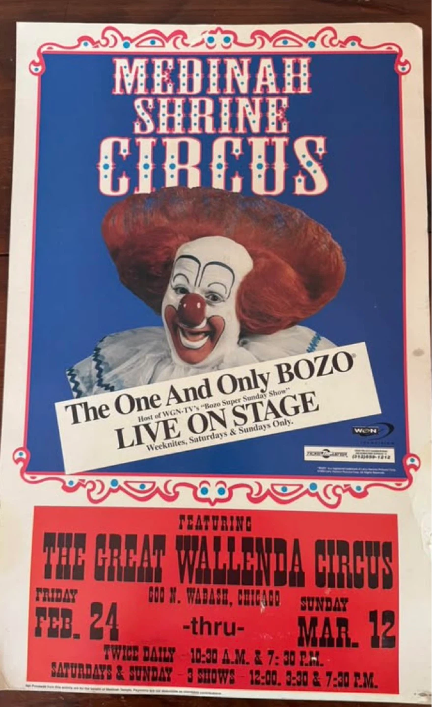 BOZO POSTER  medinah Circus