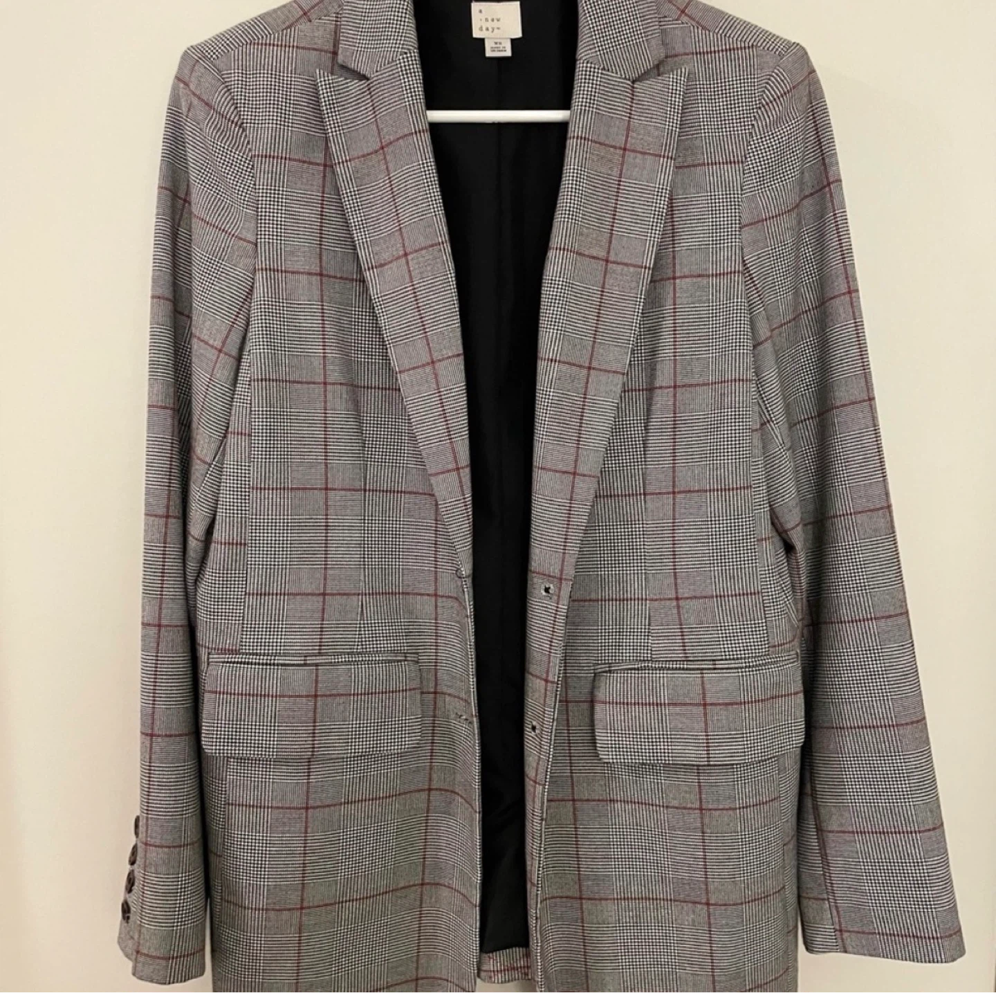 A New Day Gray Plaid Boyfriend Blazer