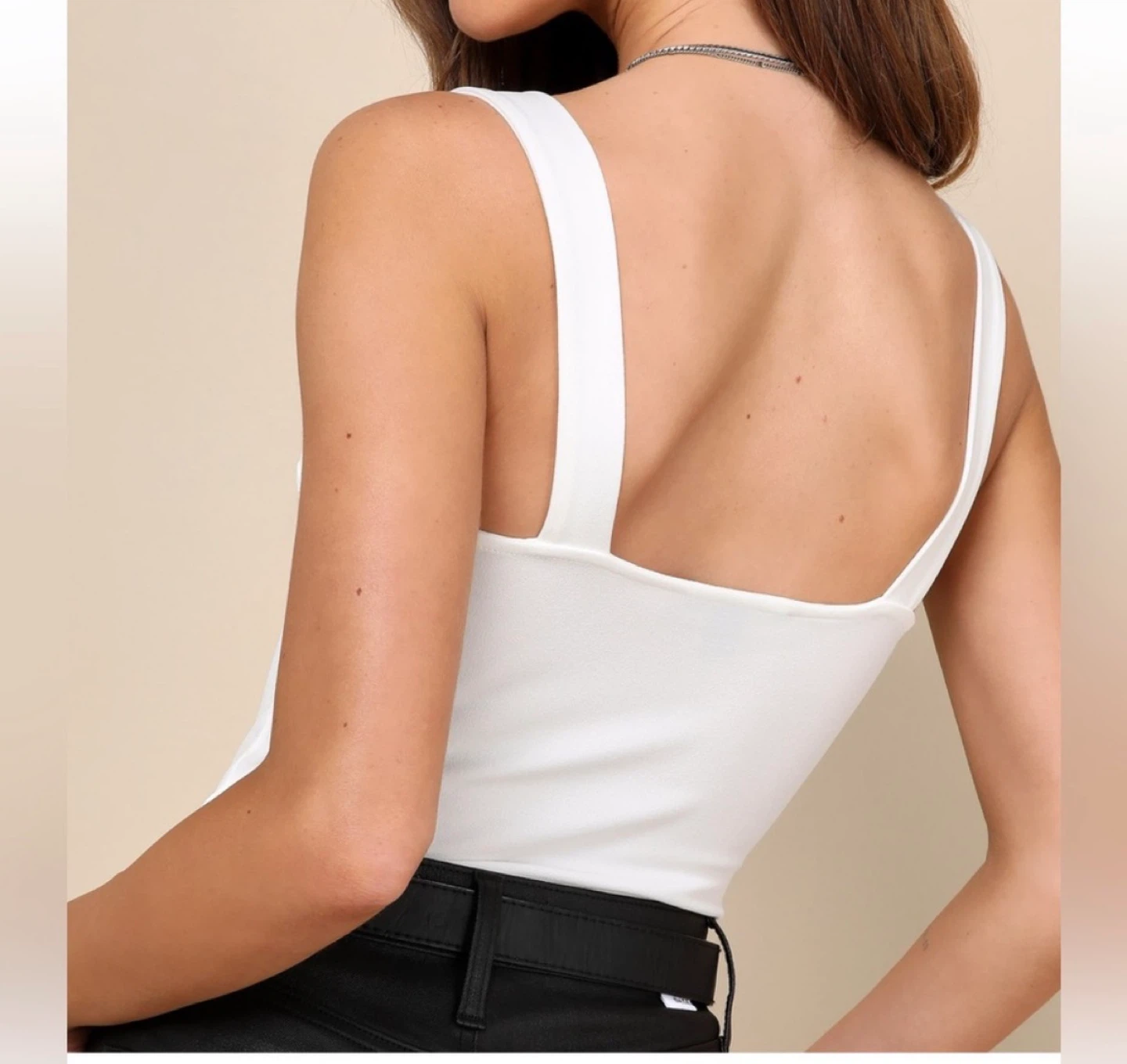 Lulus White Square Neck Bodysuit - Medium - photo 5