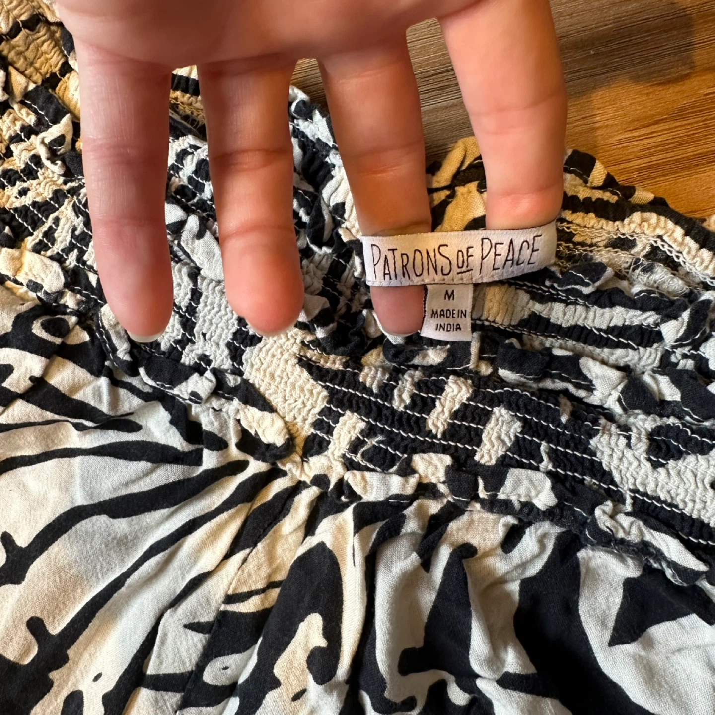 Patrons of Peace Black & White Leaf Print Wide Leg Pants Size M - photo 2
