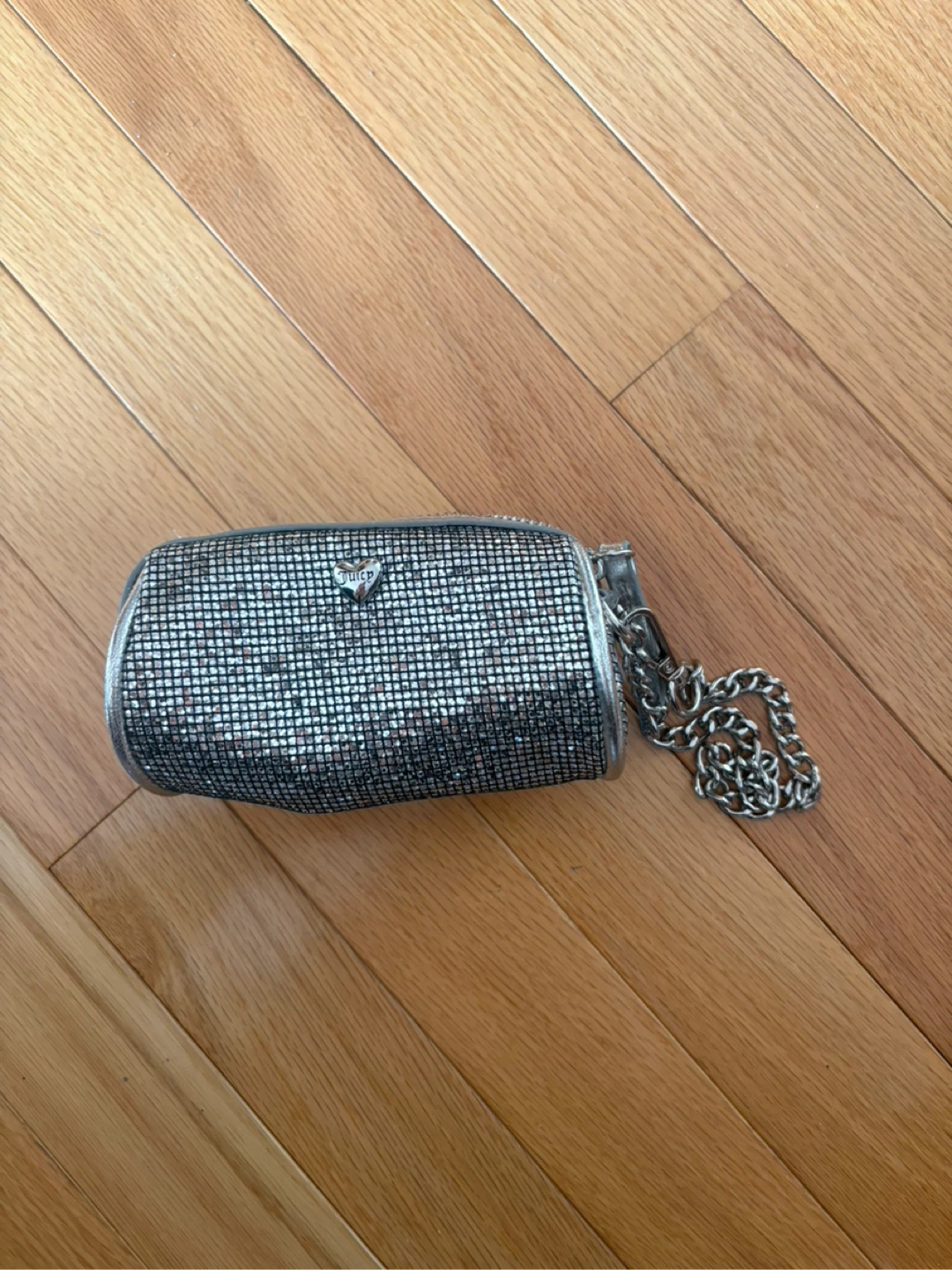Juicy Couture Silver Sparkle Wristlet Clutch Bag
