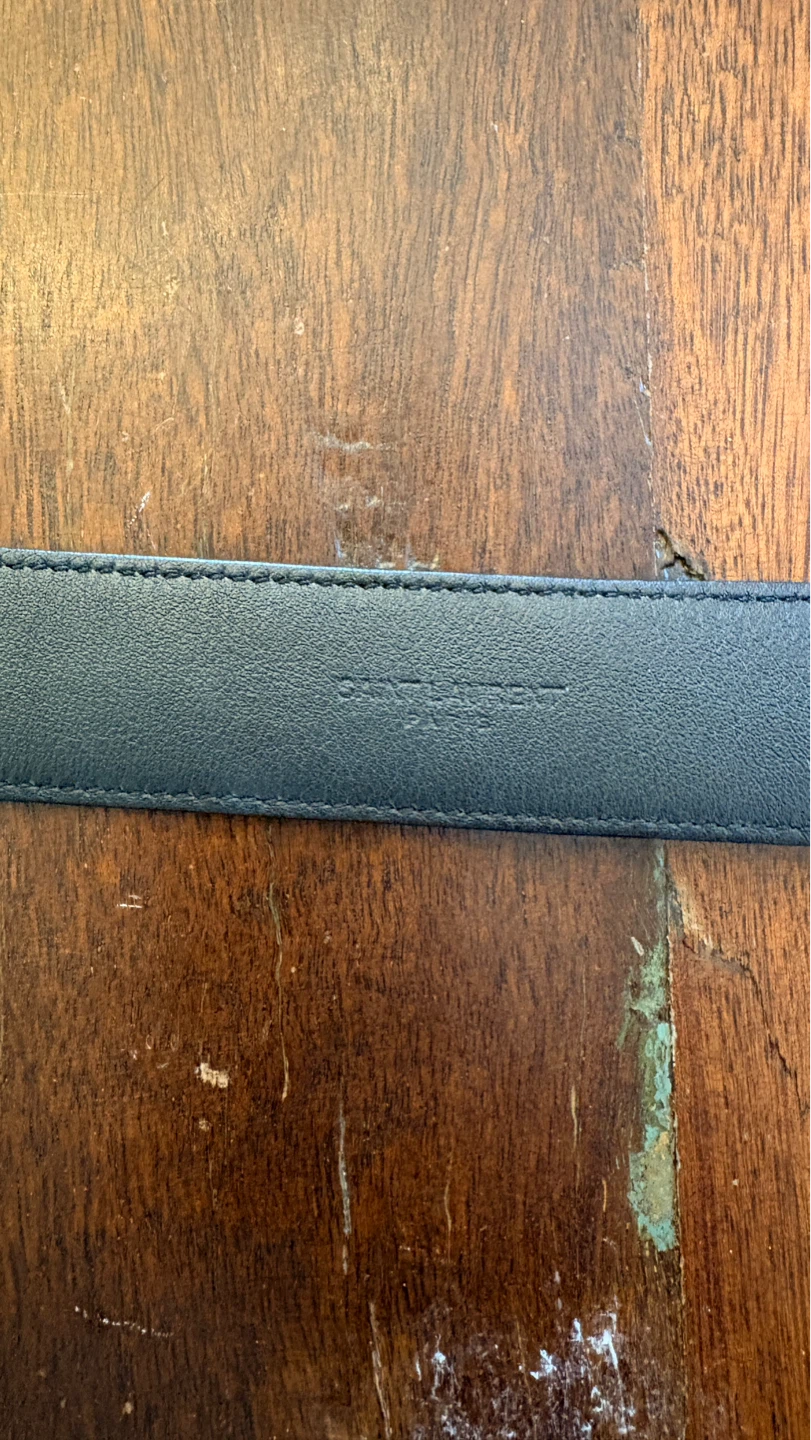 Saint Laurent Paris Belt with Gold Buckle - photo 3
