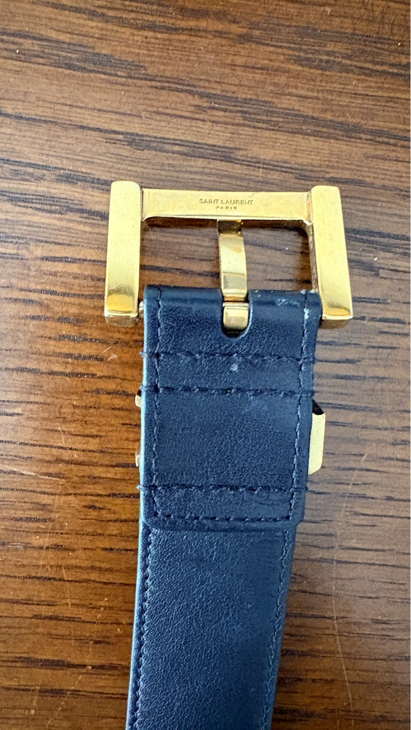 Saint Laurent Paris Belt with Gold Buckle - photo 2