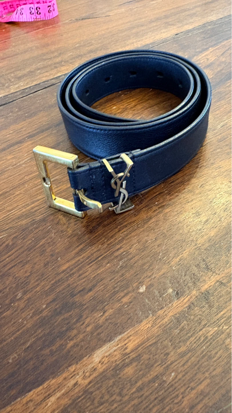 Saint Laurent Paris Belt with Gold Buckle
