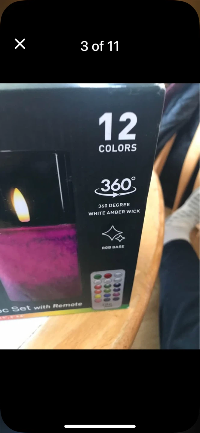 3 piece LED glass candle set with remote - photo 2