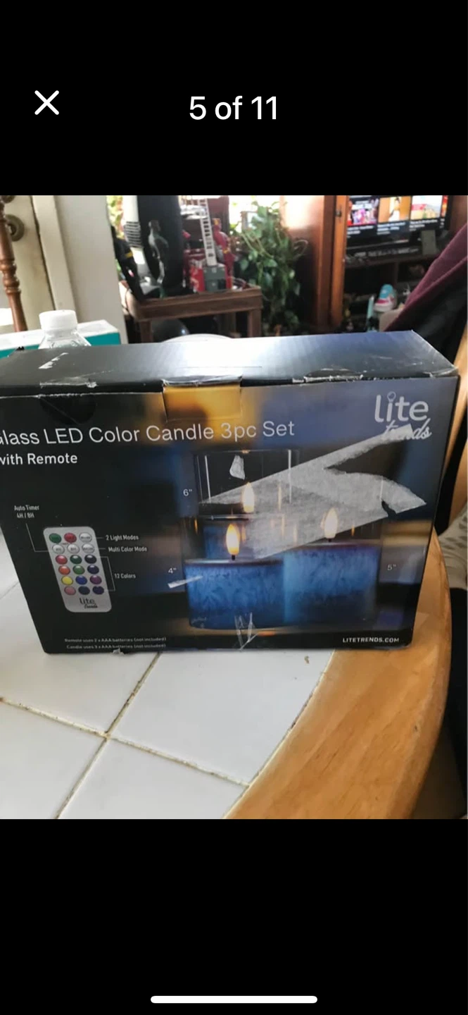 3 piece LED glass candle set with remote - photo 4