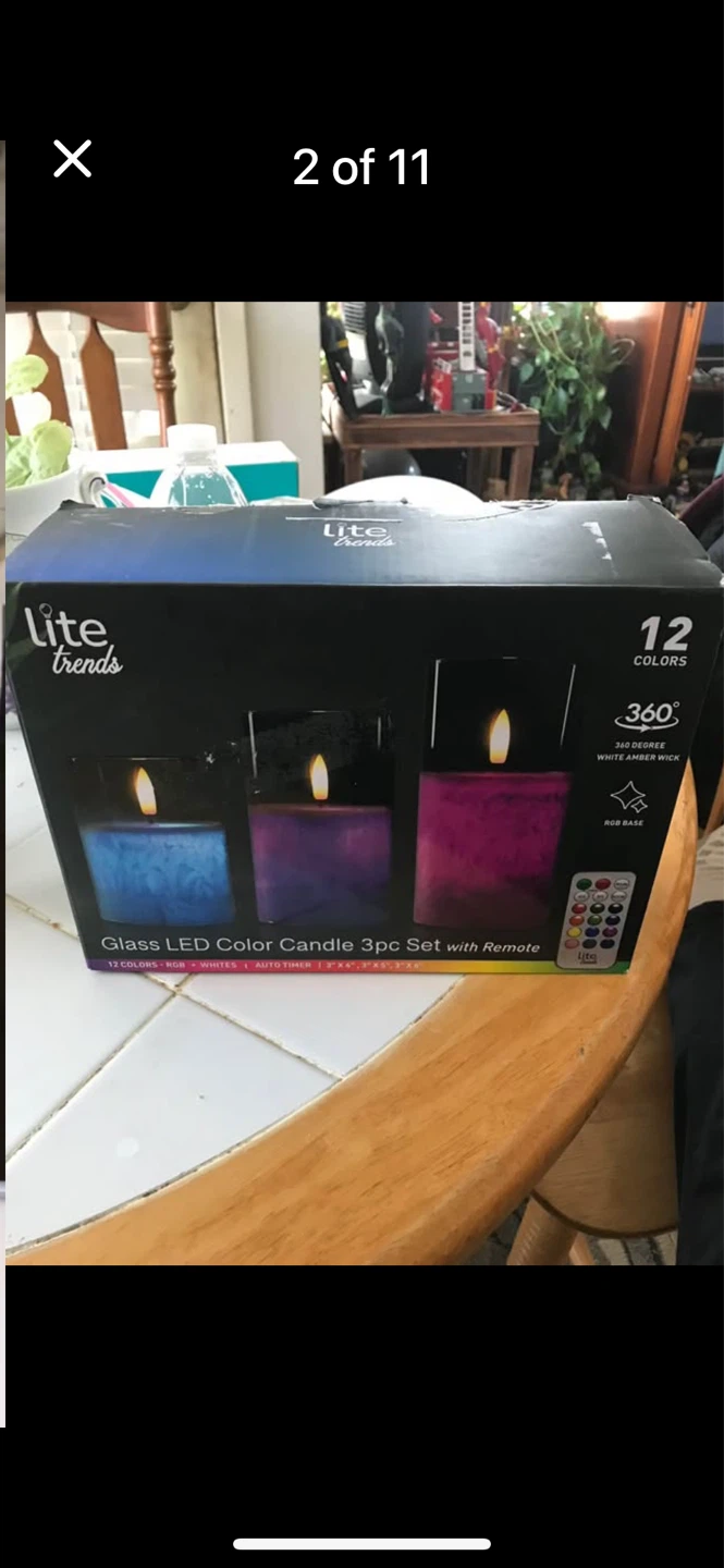3 piece LED glass candle set with remote