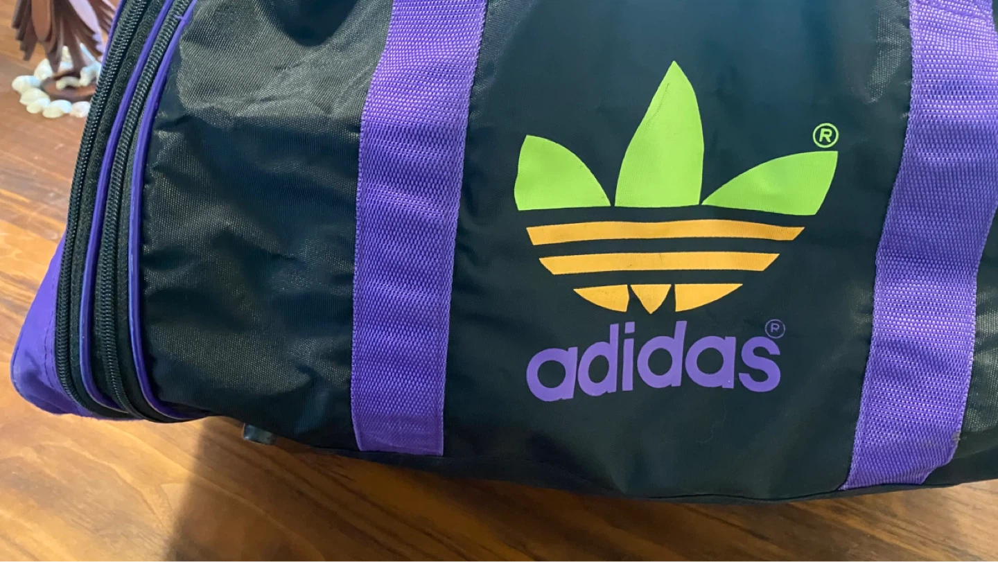Adidas Black & Purple Duffel Bag