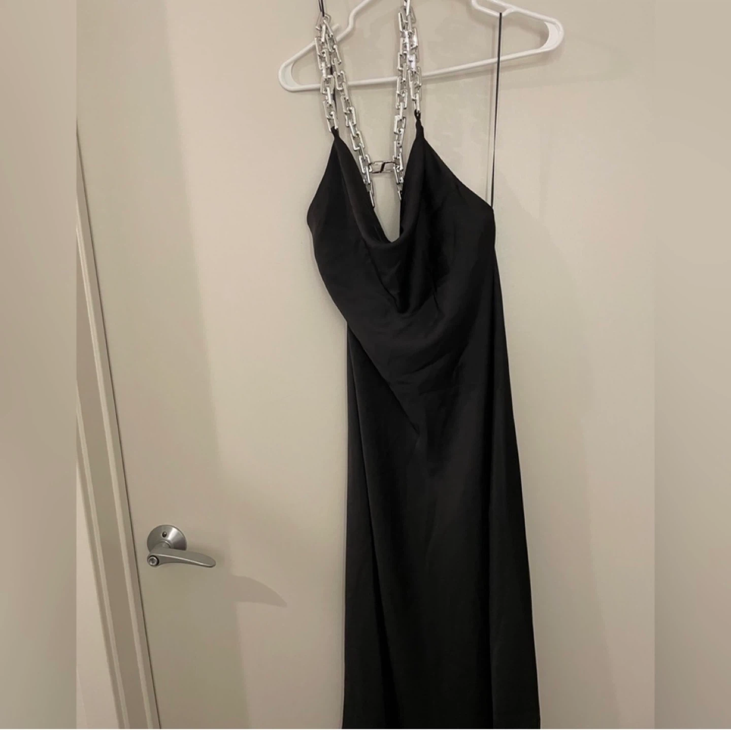 Zara Black Slip Dress with Silver Chain Detail - Size S - photo 2