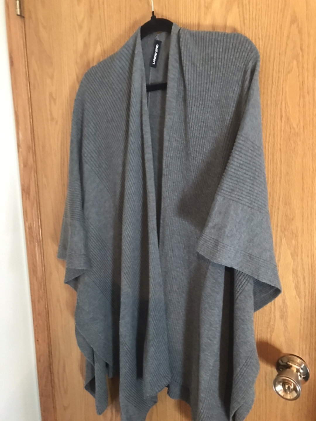 Lands' End Grey Knit Poncho Wrap