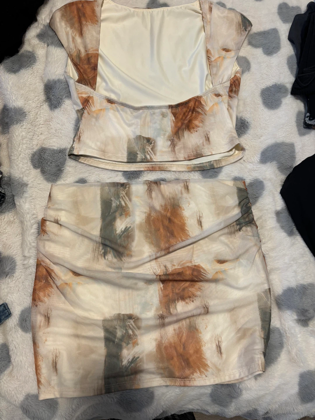 Abstract Print Ruched Mini Skirt Set - photo 2