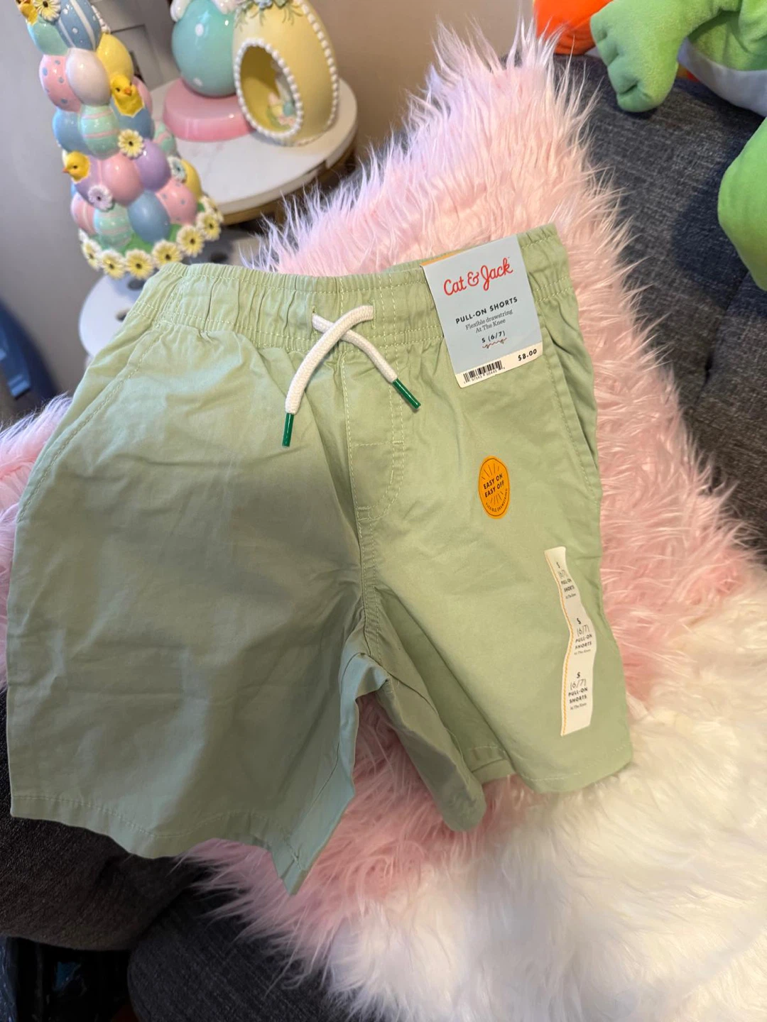 Cat & Jack Pull-On Shorts - Light Green Stripe