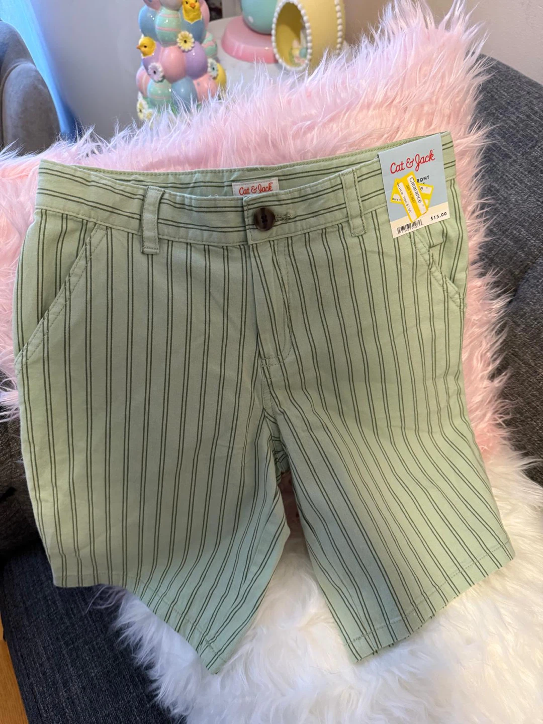 Cat & Jack Pull-On Shorts - Light Green Stripe - photo 4