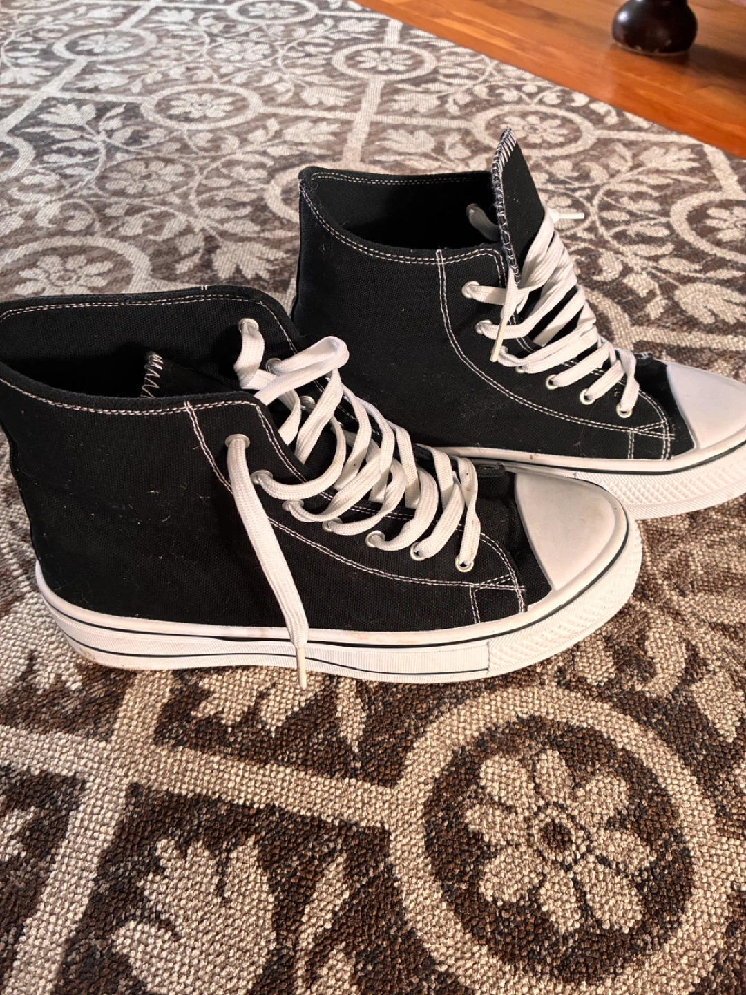 Black High-Top Sneakers Size 10 - photo 2