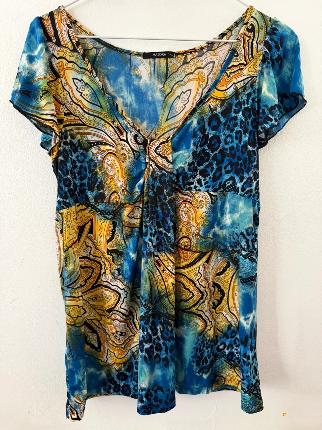 Majora Women's Blouse - Blue Paisley Print