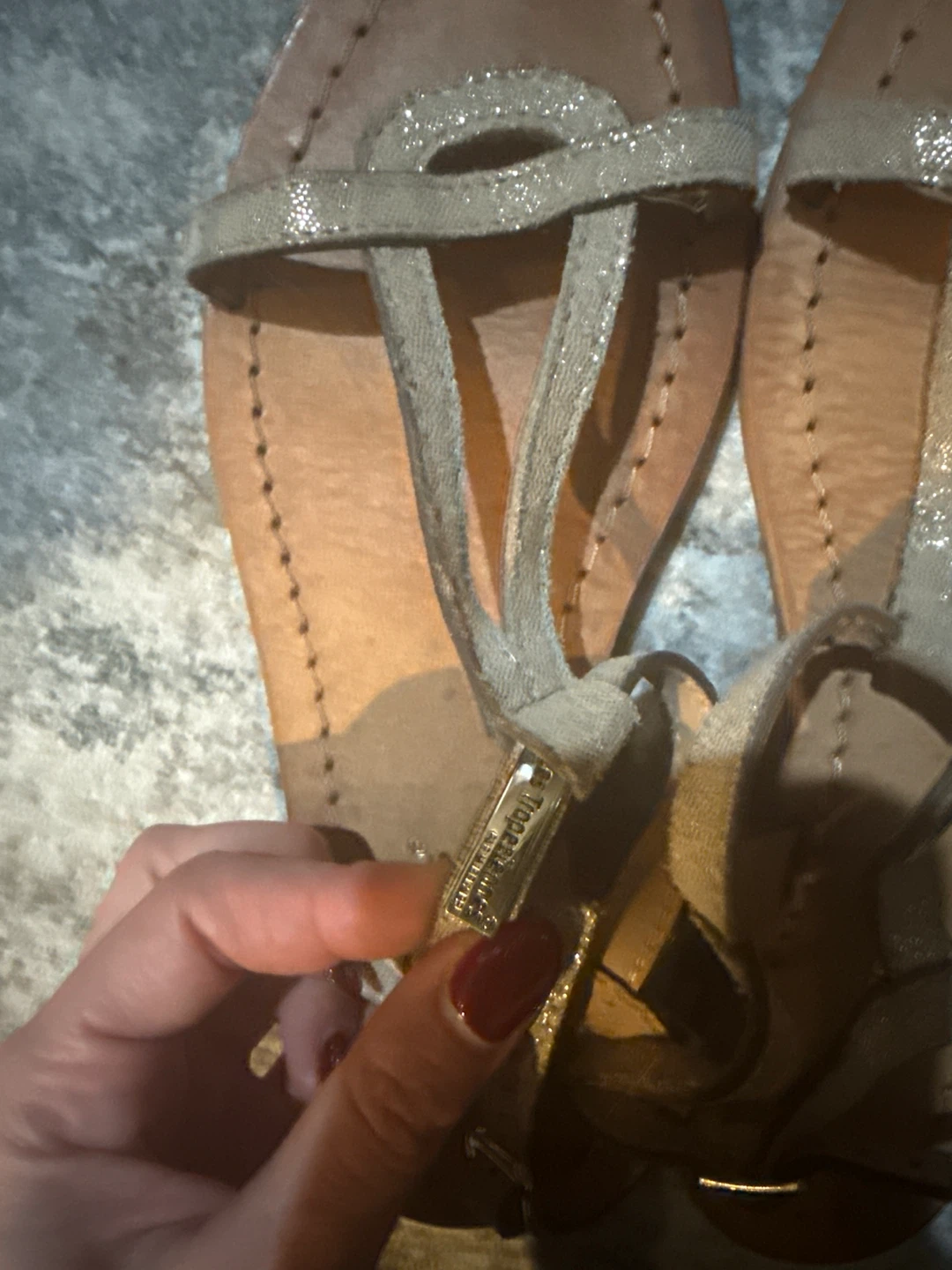 Women's Flat Sandals - Tan/Gold Metallic - photo 2
