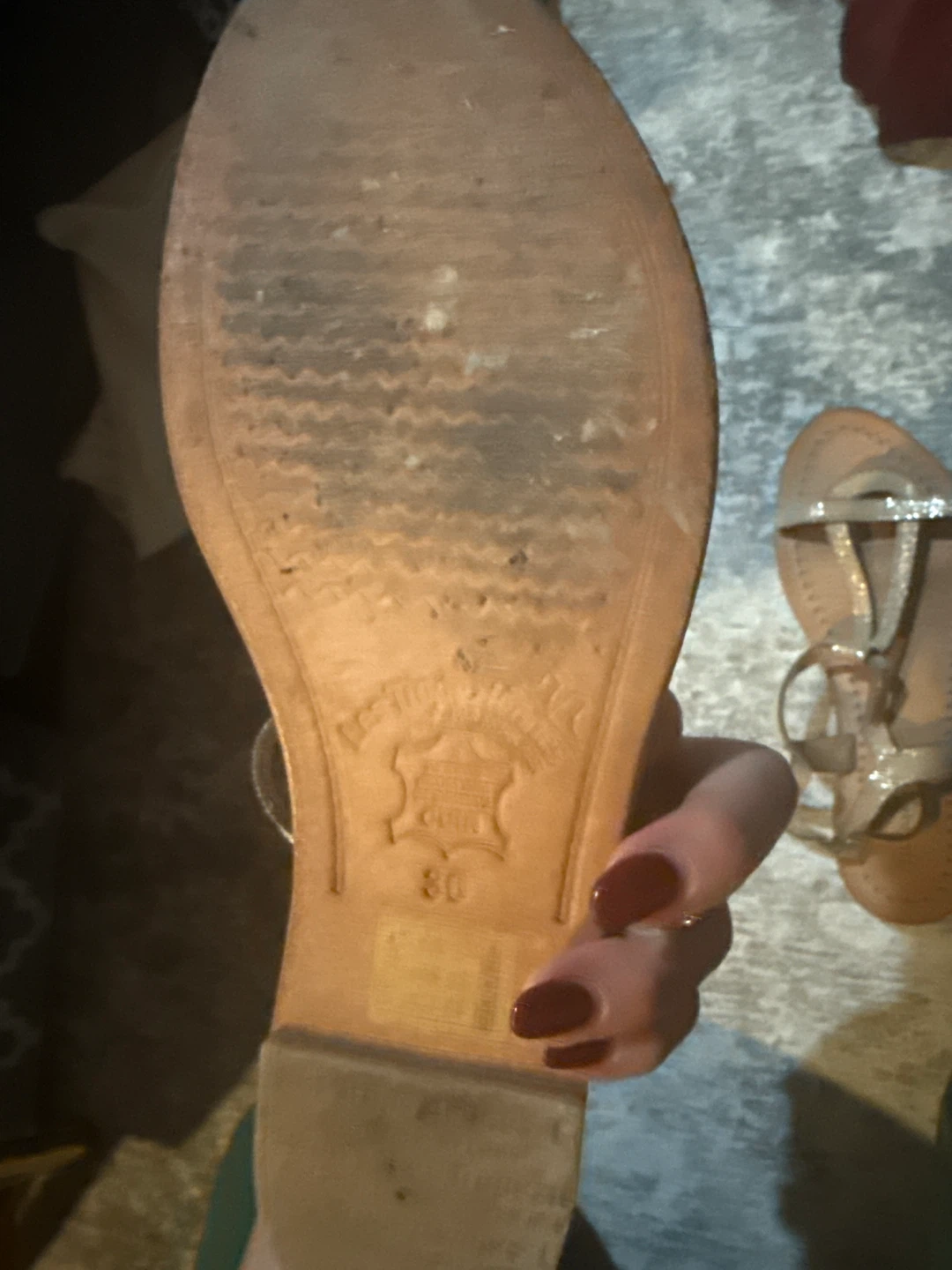 Women's Flat Sandals - Tan/Gold Metallic - photo 3