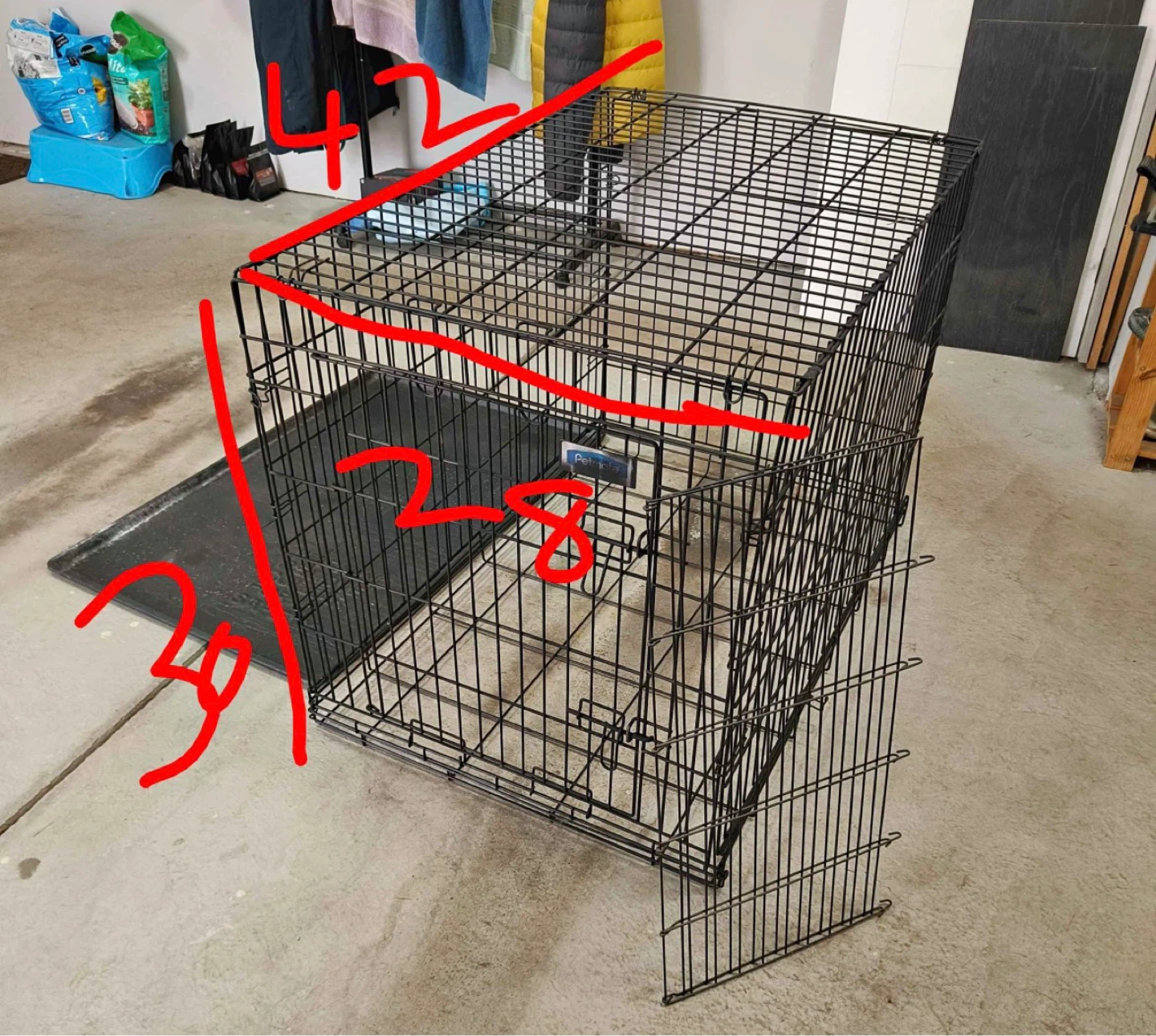 XL Wire Dog Crate with Tray - 42" L x 28" W x 30" H