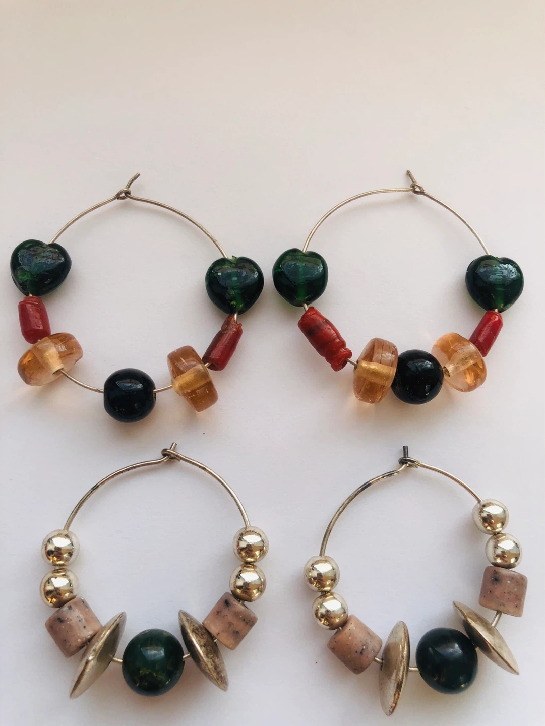 Handmade Hoop Earrings with Beads