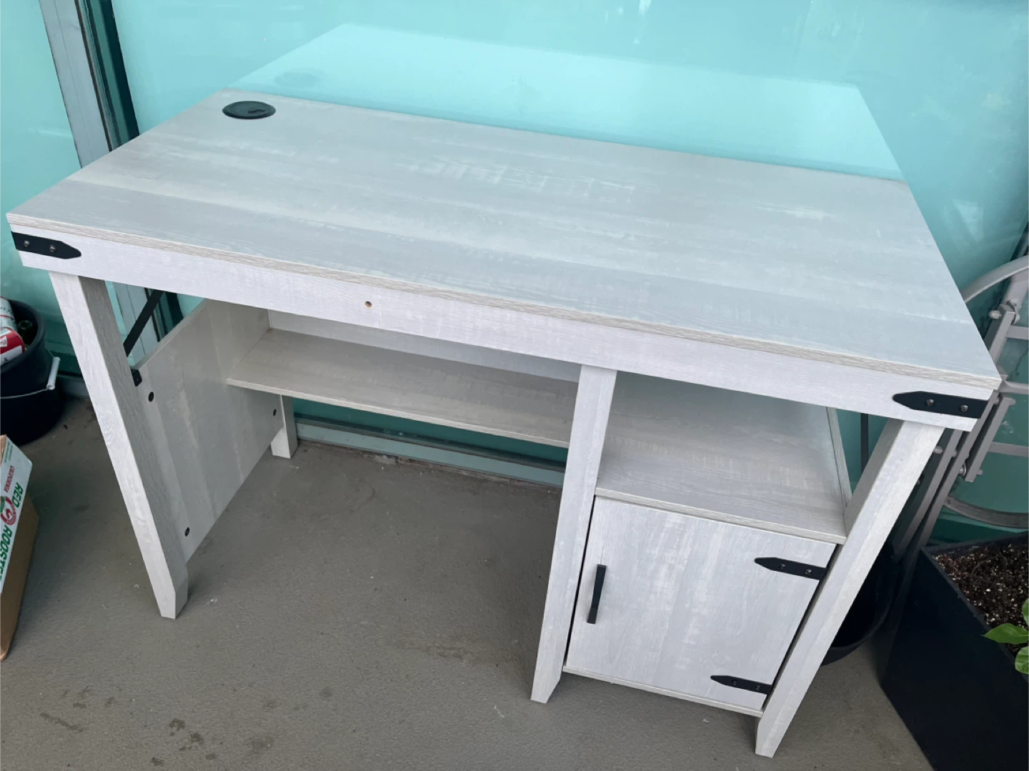 White Console Table with Cabinet and Shelf - photo 2